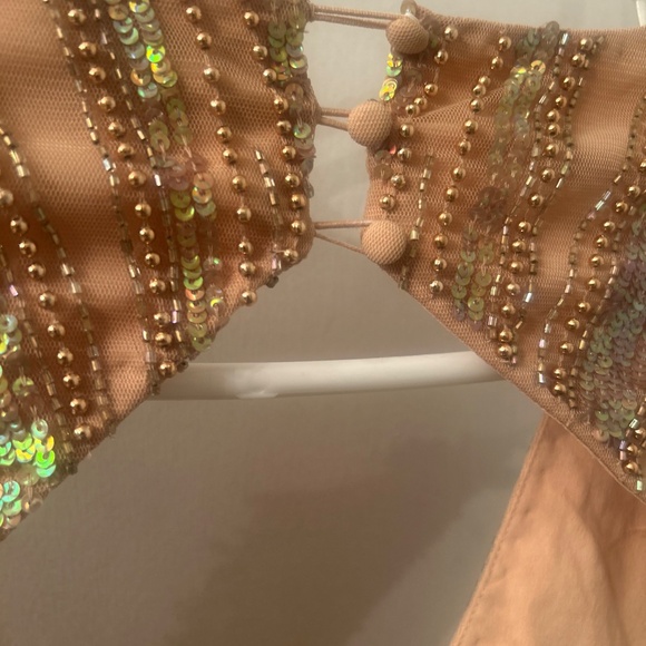 Sequin and bead Embellished wrap formal dress - Picture 3 of 7